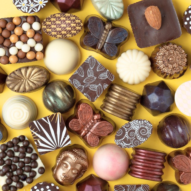 Brightly colored handmade bonbons